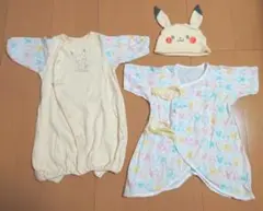 【モンポケ】ポケモン ピカチュウ　ロンパース　帽子セット