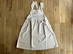 新品 女の子 キッズ ジャンスカ ワンピース フリル オフホワイト 130センチ