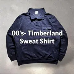 00s- TimberlandヘンリーネックスウェットネイビーフェードY2Kテッ