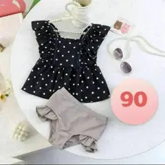 ★★ラスト１点★★【新品未使用】女の子 ドット柄 フリル 水着 90cm