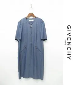 T117/GIVENCHY ワンピース ドレス 半袖 ひざ丈 ミモレ丈 44 青