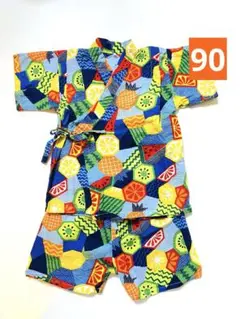 【美品】シシュノン　エスケープ　SKAPE フルーツ柄　甚平　90㎝