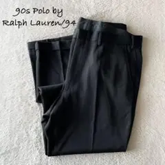 上質★日本製★90sラルフローレン ウールスラックス ツータックパンツ ブラック