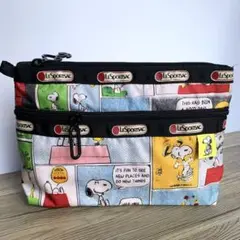 スヌーピー ポーチ ヴィンテージ コミック 2段ポーチ レスポートサック