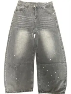 QS86 ペイント加工デニムパンツ MSG＞マルチ加工グランジバギーデニムパンツ ペイント加工