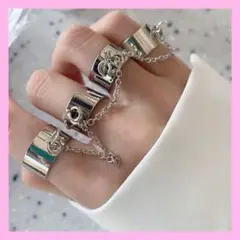 チェーン指輪 韓国 アクセサリー かっこいい 個性的 アイドル レディース
