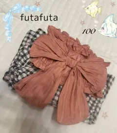 バースデイ　futafuta 浴衣じんべえ　ギンガムチェック×小花柄　100