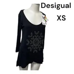 新品未使用　人気　デシグアル　七分袖Tシャツ　ブラック　 XS