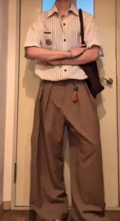 yoloのストライプ半袖シャツ