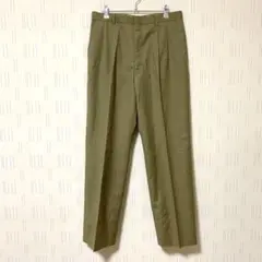 【日本製】メンズ　センタープレスパンツ　スラックス　オリーブ色　サイズ82 M