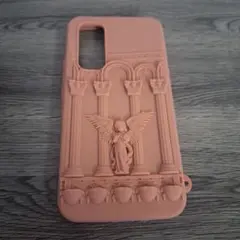 ピンク シリコンソフトケース 天使デザイン3D　GalaxyA54　5G