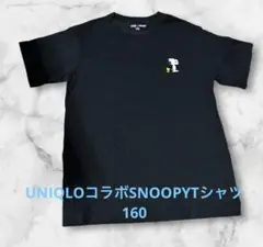 【最終セール】UNIQLOコラボSNOOPY プリント Tシャツ 黒　160