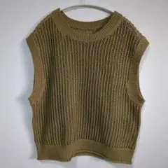GU メッシュセーター　L　ベージュ　メッシュ　重ね着　ノースリーブ