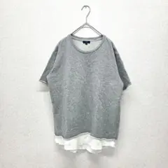 アイテムズ トップス カットソー Tシャツ 重ね着風 グレー M 春夏秋