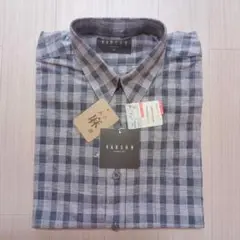 VARSON チェック柄長袖シャツ Mサイズ グレー系
