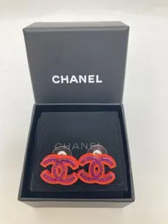 【新品・未使用】CHANEL シャネル ココマーク ピアス ピンク ラメ