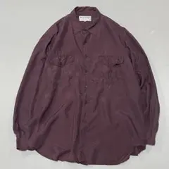 90s Vintage シルク100% L/S シャツ グレイッシュワイン 光沢