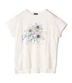 フラワー 箔 プリント ロゴ TEE