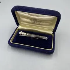 221 ミキモト　シルバー　パール付きネクタイピン　箱付き