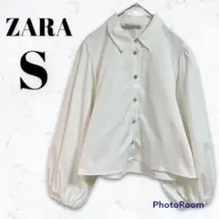 ZARAザラ レトロ風ボリュームスリーブリネンシャツジャケット◆2614