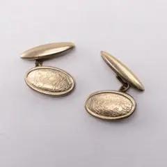 英国 Vintage カフリンクス 40s〜60s ゴールドトーン 彫刻オーバル