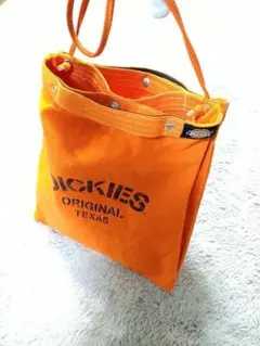 ディッキーズ　ショルダーバッグ　デニム生地　希少色　オレンジ　美品　ロゴ入