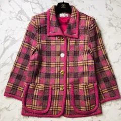 ✨極美品✨イヴサンローラン✨チェック ツイードジャケット 金ボタン ロゴ