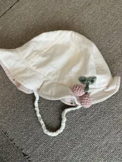 さくらんぼ刺繍 ベビー帽子 46cm