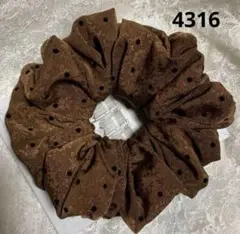 シュシュ4316ブラウン織柄ドット広幅large❣️