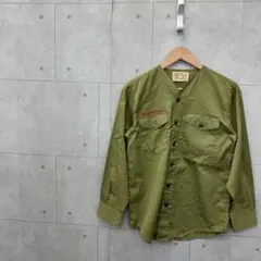 SCOUT B.S.A ボーイスカウト ノーカラー バンドカラーシャツ カーキ