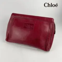 Chloe クロエ クラッチバッグ 本革 レザー 赤 レッド@OB9