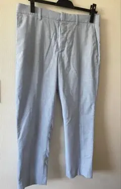 美品☆H&M ライトブルー チェック柄 メンズスラックス