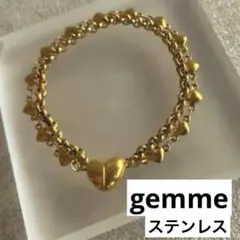 gemme ステンレス　ゴールド　ハートモチーフ　二重ブレスレット　マグネット