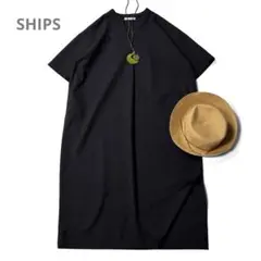 SHIPSdays 〈洗濯機洗い可能〉半袖カフタンワンピース ブラック