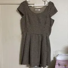 千鳥柄ノースリーブミニワンピース