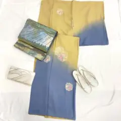 【2369】着物 訪問着・付下 袷 正絹 牡丹 松 五木ひろし 単品販売♪