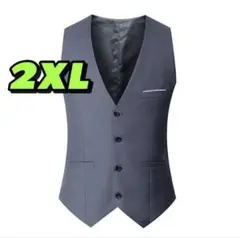 2XL グレー スーツ ベスト 紳士 イベント 結婚式 成人式 入学式 卒業式
