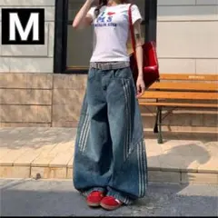 バギーデニム サイドライン ワイドadidas JadedLondon似 y2k