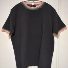 bulle de savon 黒 半袖Tシャツ レース装飾