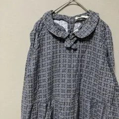 エヘカソポ　ラウンドカラーワンピース(M)プルオーバーチュニックゆったり総柄