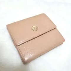 CHANEL シャネル ココボタン レザー 折り財布 ピンクベージュ