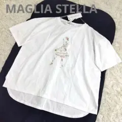 新品タグ付き✨マリアステラ プリント コットン Tシャツ カットソー 白