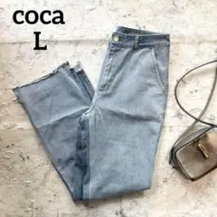 【coca】コカ バイカラー 切りっぱなしデニム サイドスリット L 抜け感