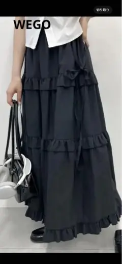WEGO 2WAYナイロンティアードロングスカート ブラック F