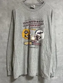 US古着 Hanes FOOTBALL ロンT グレー