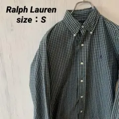 希少✨RalphLaurenグリーン系チェック ボタンダウンシャツ　サイズS
