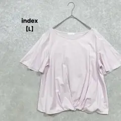 a2218＊index ギャザー半袖Tシャツ　ピンク【L】フリルスリーブ　可愛い