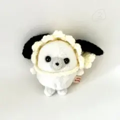 ③ちいさなぬいぐるみのシックなたれ耳ボンネット　ミニビーンズ　ハンドメイド