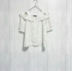 【チップクリップ】 半袖ブラウス ドロップショルダー ボタンアップ 総柄 水玉