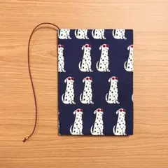 《 四六判》ブックカバー ハンドメイド ダルメシアン ネイビー
